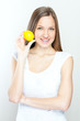 © koji6aca - Portrait of young happy smiling woman with lemon