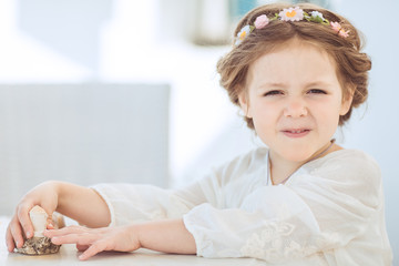portrait of cute smiling little girl in princess dress