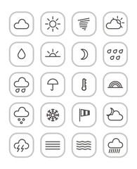 Wall Mural - Weather forecast web icons collection isolated on white