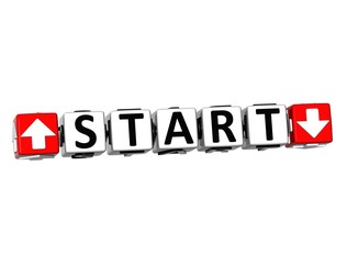 Poster - 3D Start Button Click Here Block Text
