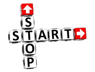 Poster - 3D Start Stop Button Click Here Block Text
