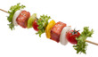 salmon with vegetables on a skewer