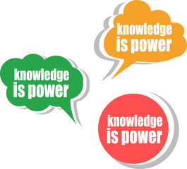Poster - knowledge is power. Set of stickers, labels, tags. infographics