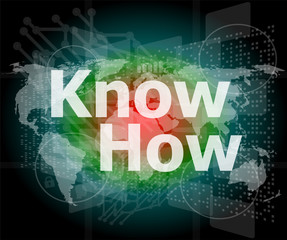 Poster - The word know how on digital screen, social concept