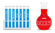 Formula of success. Concept with blue and red flasks.
