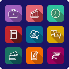 Poster - Flat icons set with shadows for web and interface design