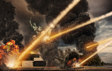 Wall Mural - apocalypse over statue of liberty