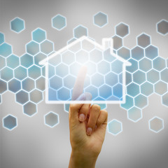 Wall Mural - Hand touching tactile interface