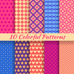 Wall Mural - colorful geometric bright seamless patterns (tiling).