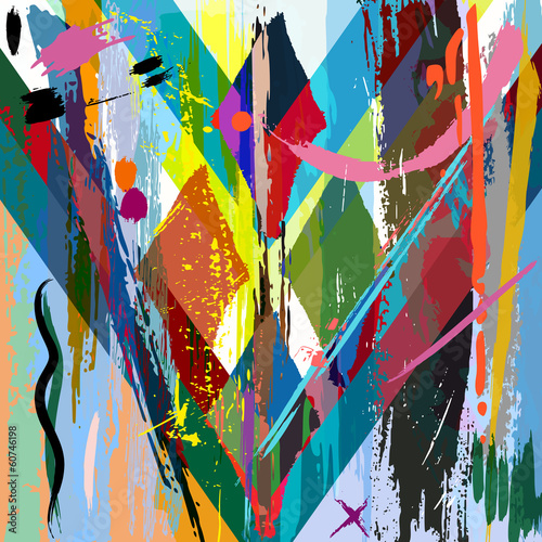 Obraz w ramie abstract background, with strokes, splashes and geometric lines