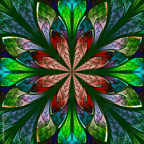 Nowoczesny obraz na płótnie Multicolor beautiful fractal in stained glass window style. Comp