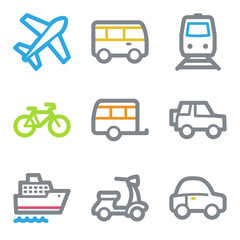 Wall Mural - Transport web icons, color line contour series