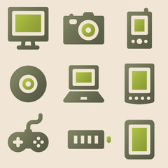 Wall Mural - Electronics web icons vintage color series