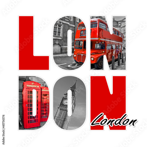 Naklejka - mata magnetyczna na lodówkę London isolated on white