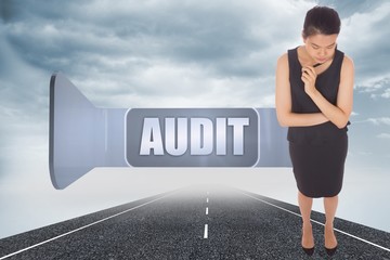 Poster - Composite image of thoughtful businesswoman