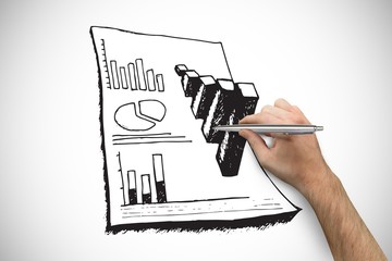 Poster - Composite image of hand holding a silver pen