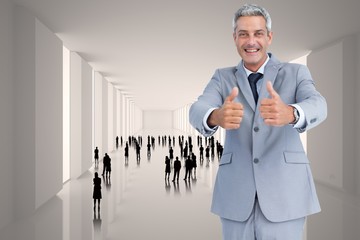 Poster - Composite image of positive handsome businessman
