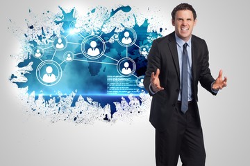 Aufkleber - Composite image of stressed businessman gesturing
