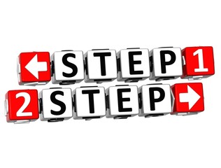 Poster - 3D Step 1 Step 2 Button Click Here Block Text