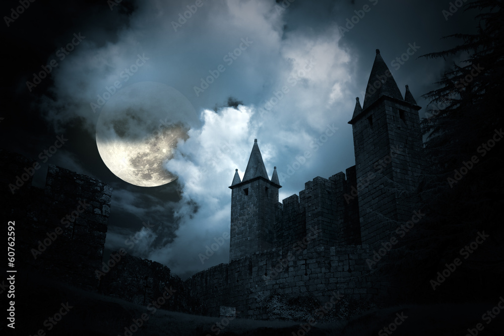 Mysterious medieval castle - obrazy, fototapety, plakaty 