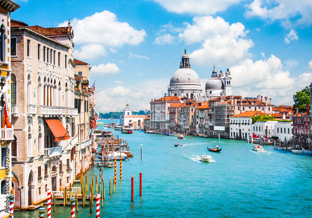 Grand Canal and Basilica Santa Maria della Salute, Venice, Italy - obrazy, fototapety, plakaty 