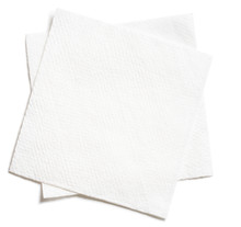 Two White Square Paper Napkins Isolated