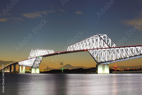 Obraz w ramie Tokyo Gate Bridge and Fuji mountain