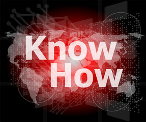 Poster - The word know how on digital screen, social concept