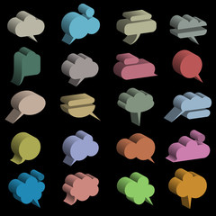 Wall Mural - vector set of 3d speech bubbles