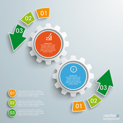Wall Mural - colored success arrow 6 pieces 2 gears