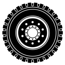 Vector Truck Wheel Black White Symbol