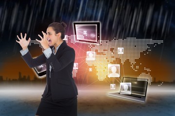 Poster - Composite image of angry businesswoman gesturing