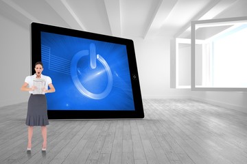 Poster - Composite image of shocked stylish businesswoman