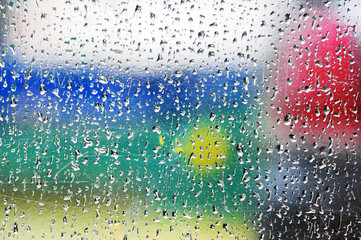 Wall Mural - rain drops on window