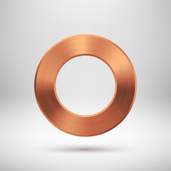 Poster - abstract circle button with bronze metal texture
