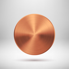 Fototapete - Abstract Circle Button with Bronze Metal Texture