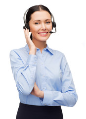 Poster - friendly female helpline operator