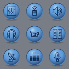 Wall Mural - Media web icons, circle blue buttons