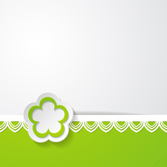 Wall Mural - spring background with a green border and a paper flower