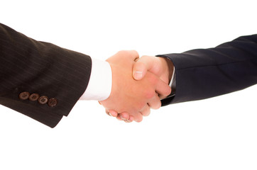 Business handshake, hispanic men