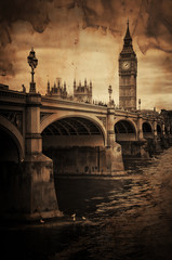 Wall Mural - Aged Vintage Retro Picture of Big Ben in London