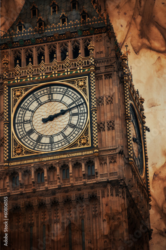 Obraz w ramie Aged Vintage Retro Picture of Big Ben in London