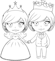 Wall Mural - Prince and Princess Coloring Page 3