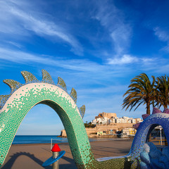 Peniscola Castle and beach in Castellon Spain