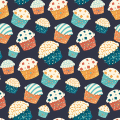 Seamless vector cupcake pattern