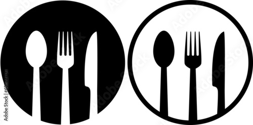 sign with spoon, fork and knife Tableau sur Toile