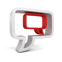 Two shiny red white dialogue speech bubbles