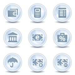 Wall Mural - Finance web icons, light blue glossy circle  buttons