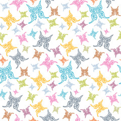 Canvas Print - Vector Butterflies Seamless Background