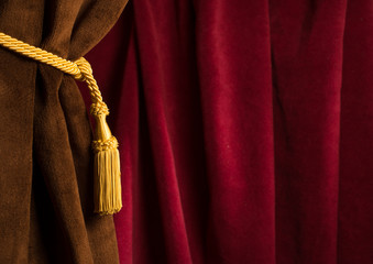 Canvas Print - Red and brown theatre curtain